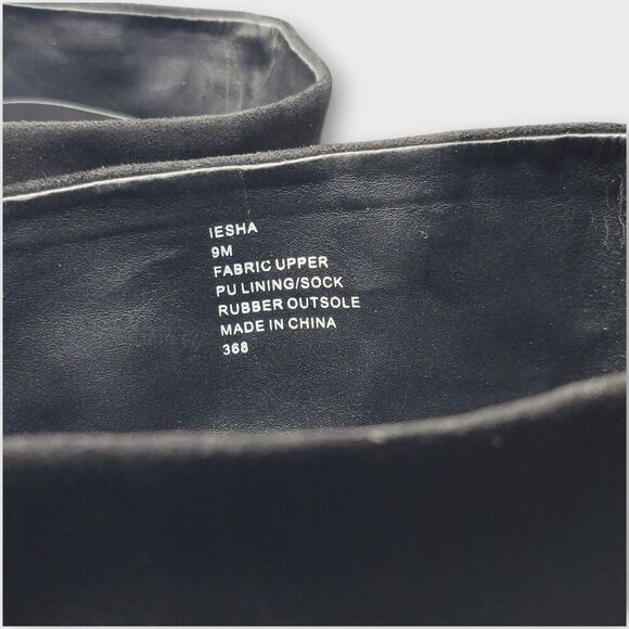 Steve Madden Lesha Suede Thigh High Open Toe Tall Heeled Fringe Boot Black Sz 9M - Picture 9 of 13